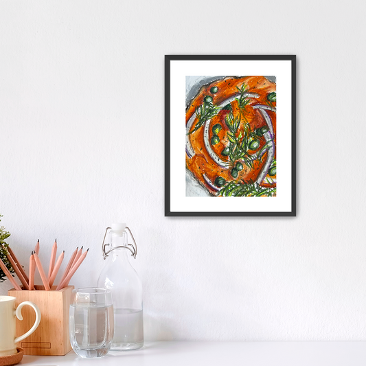 Oil Pastel Bagel & Lox Print