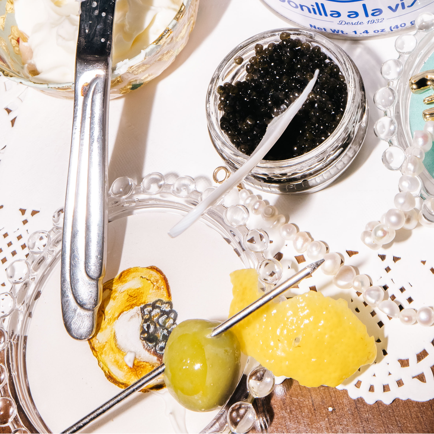 Caviar & Potato Chips Trinket Dish, Original Illustration, 4"