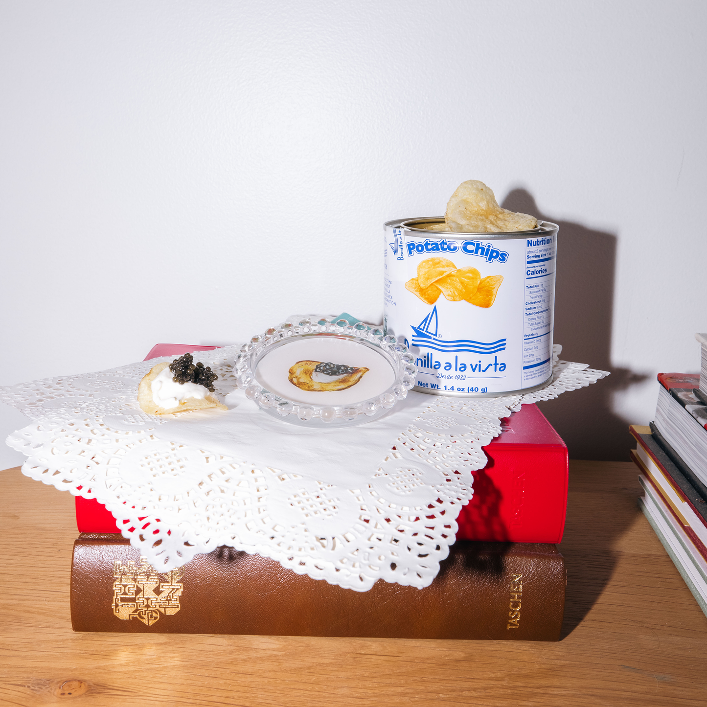 Caviar & Potato Chips Trinket Dish, Original Illustration, 4"