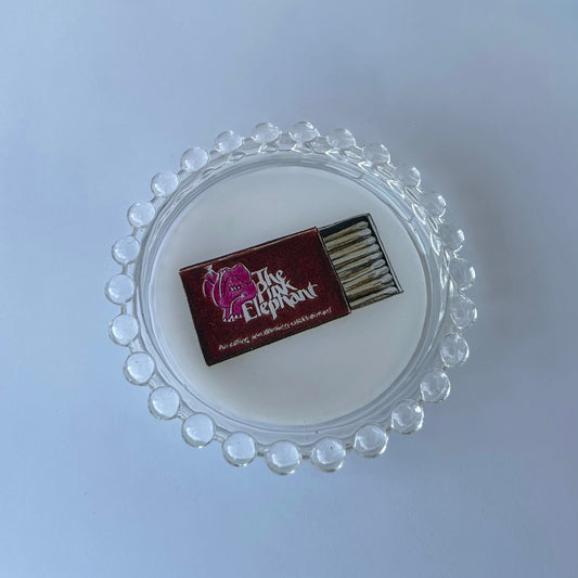 Pink Elephant Matches Trinket Dish