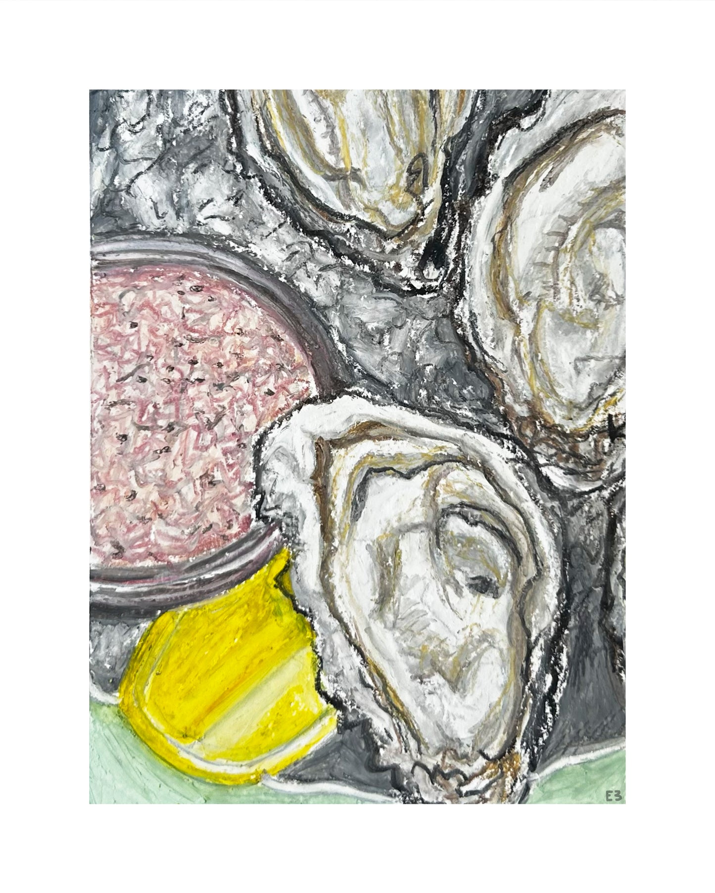Oil Pastel Oysters Print