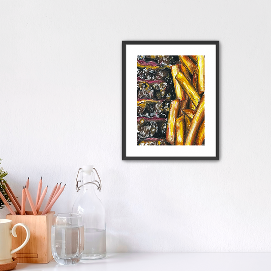 Oil Pastel Steak Frites Print