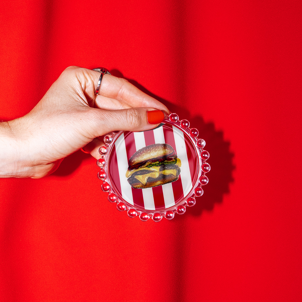 Striped Cheeseburger Trinket Dish